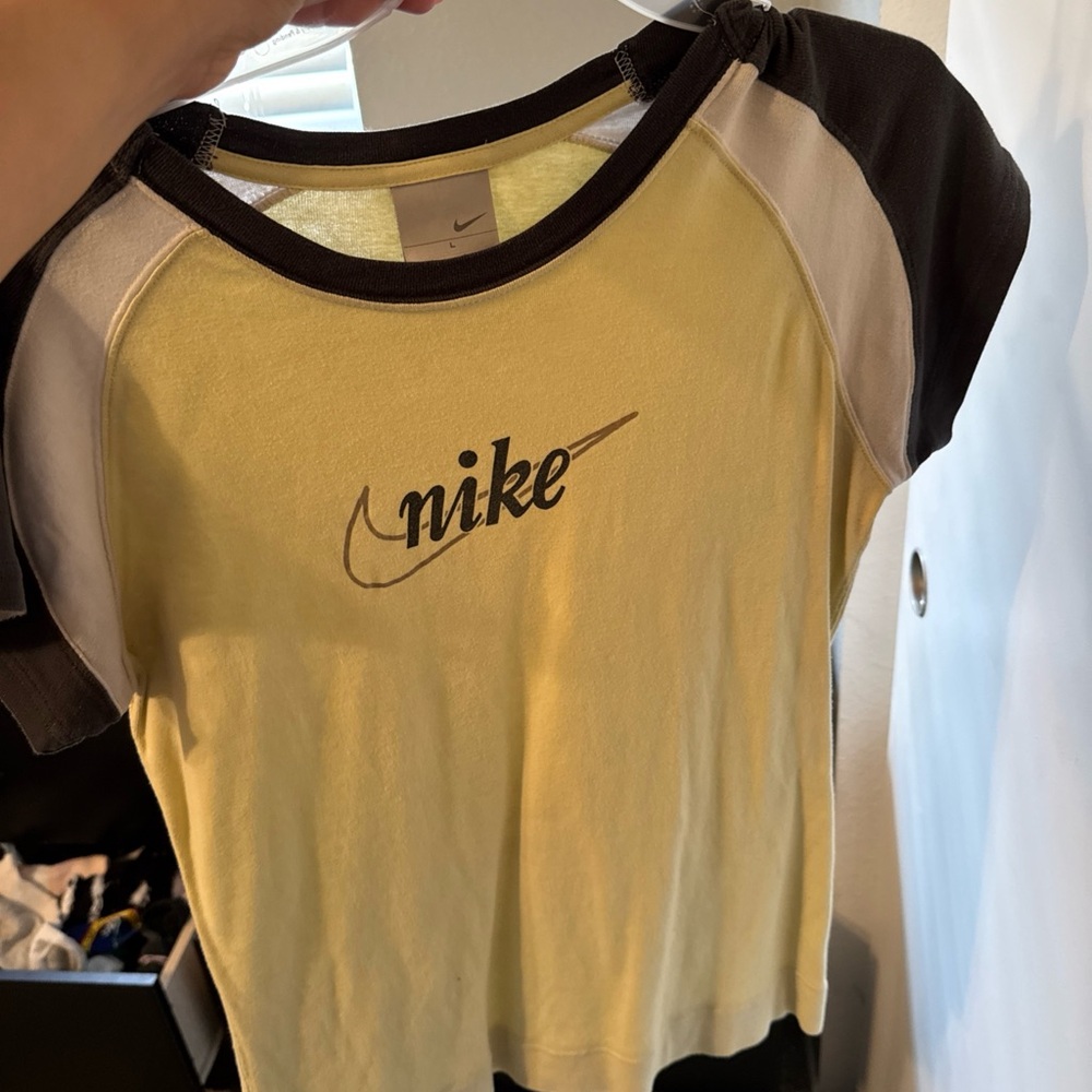 Nike Women's Yellow and Black Top